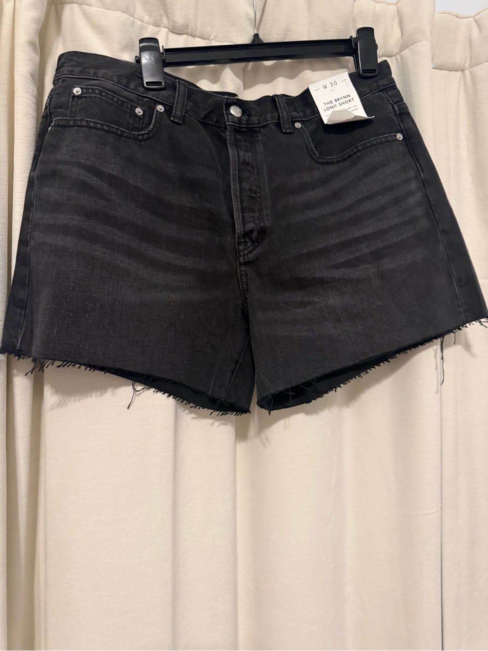 Madewell Black High-Rise Raw Hem Denim Shorts